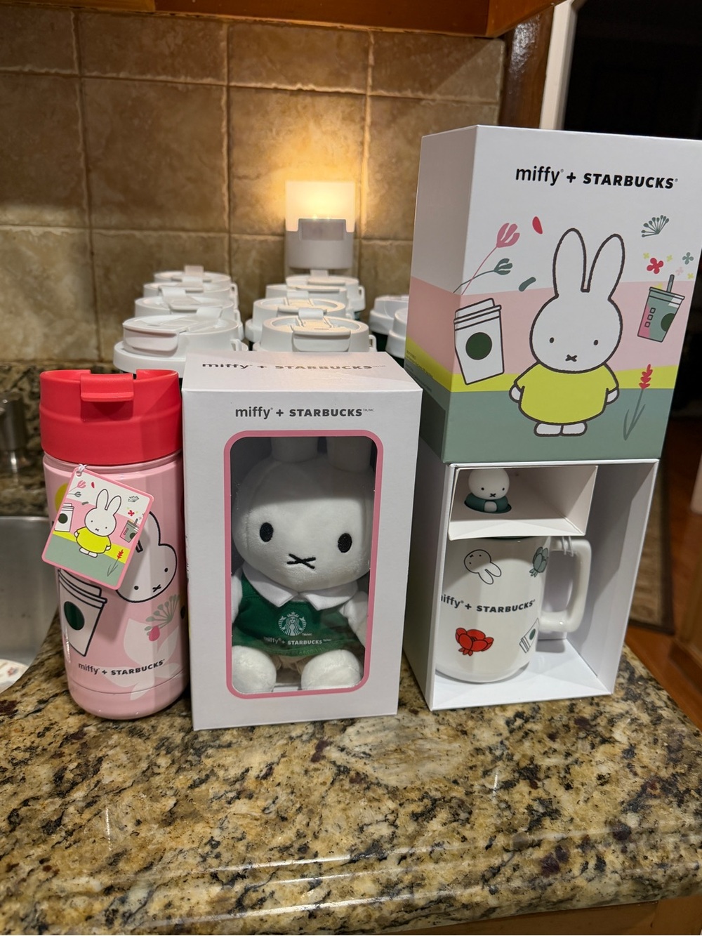 Starbucks x Miffy Pink and White Mug, Plush & Tumbler Set